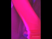 Preview 5 of Teen girl playing and masturbs with pink huge dildo in 002 suit cosplayer anime pussy close up Led