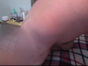 Preview 1 of Denied Hubby Jerks Cums on CFNM Wife's legs | Total Husband Humiliation