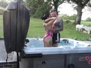 Preview 1 of passionate outdoor sex in hot tub on naughty weekend away