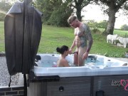 Preview 2 of passionate outdoor sex in hot tub on naughty weekend away