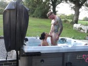 Preview 3 of passionate outdoor sex in hot tub on naughty weekend away