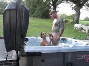 Preview 4 of passionate outdoor sex in hot tub on naughty weekend away