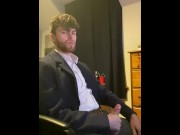 Preview 2 of Lad in Suit Jerking Off After Work
