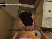 Preview 1 of House Party - Gameplay Ashley sucks me in the toilet and I cum on her chest
