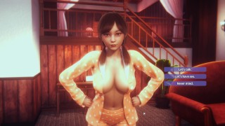 [Hentai game Honey Select 2 Libido]Female security guard's big tits beauty rubs her breasts and sex.