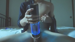 [Massive ejaculation] Handsome masturbation by shaking his hips while wearing a Y-shirt.　