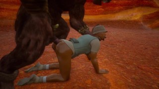 Minotaur fucks archaeologist's ass hard 3D