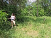 Preview 2 of 18 year old girl outdoor teases my cock with her wet pussy and erect nipples.
