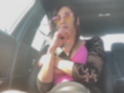 Preview 2 of Car ride: Artemisia Love smoking with her big nipples out