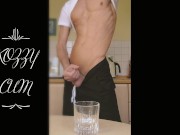 Preview 3 of Jerking a huge cum load in a glass and cum drinking