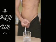 Preview 4 of Jerking a huge cum load in a glass and cum drinking