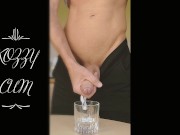 Preview 5 of Jerking a huge cum load in a glass and cum drinking