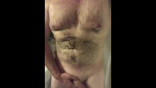 Watch Me Cum And Then Piss On My Hairy Chest & My Tongue While I’m In The Shower