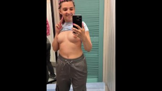 Flashing my tits in shopping mall