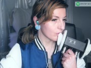 Preview 1 of SFW ASMR Amateur Ear Eating Wet Kisses - PASTEL ROSIE Twitch Model - Sexy Girlfriend Tongue Eargasm