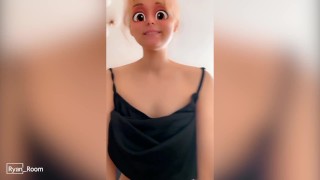 Cute Disney Princess gets cum in her hair after titfuck bj