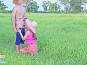 Preview 5 of 4K Thai Version Cut, Local farmers Thai have sex in the green fields and cums on her back.