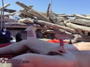 Preview 3 of Risky Public Blowjob on the Canary Beach Almost caught - MissCreamy