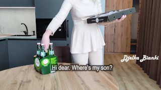 - Don't cum in me, stepson, I don't want to be pregnant.Hungry stepmother gave herself 