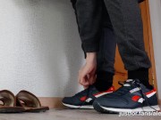 Preview 1 of A village teen in sportswear and sneakers jerks off his big cock