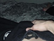 Preview 1 of Night handjob through pants, and then, I release a big juicy cock into the wild