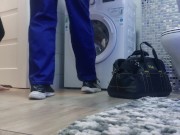 Preview 1 of Stepmom stuck in washing machine and Plumber fucked her doggystyle