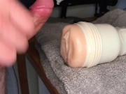 Preview 6 of Solo Male Masturbate With Fleshlight Pussy Until He Cum - Guy Moaning Cumming