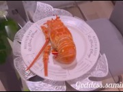 Preview 2 of Giantess Samira cooks a lobster and then eats it (Trailer- Vore)
