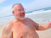 Preview 5 of Old fat grey haired man has naked day and cums big at the beach