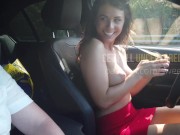 Preview 2 of OMG! BABE GETTING NAKED WHILE DRIVING! IN FRONT OF A FELLOW TRAVELER!