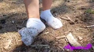 Innocent vergin gets her smelly white socks dirty