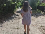 Preview 6 of Flashing Pussy in a Loose Dress Without Panties in the Street among passers-by - amateur in public