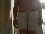 Preview 5 of Desperate Wetting! Held it for over 6 hrs! Huge cumshot after soaking my white shorts in PISS!