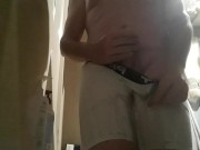 Preview 6 of Desperate Wetting! Held it for over 6 hrs! Huge cumshot after soaking my white shorts in PISS!