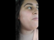 Preview 1 of Chubby Latina Plays with her Nipples in a Public Parking Lot