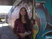 Preview 2 of Public Agent Beautiful brunette babe with a stunning figure fucked outdoors