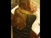 Preview 5 of SEXY GIRL👩 FUCKS DOGGYSTYLE🐶 IN BATHROOM WHILE SMOKING🚬🚬🚬