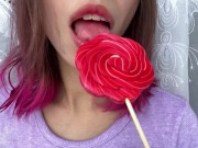 Preview 3 of Naughty stepsister sucks a lollipop and show her long hot sexy tongue
