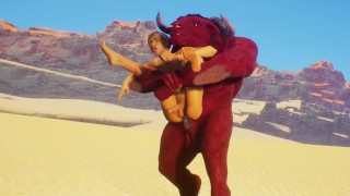 Furry Monster fucks a slave bitch in the sandy desert