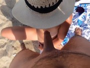 Preview 5 of AT THE BEACH I PISS AND FUCK WITH A STRANGER with a big cock his wife can surprise us