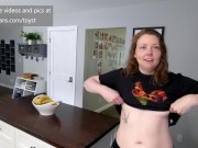 Preview 1 of REDHEAD GIVES BLOWJOB IN THE KITCHEN AND GETS HUGE FACIAL - REAL AMATEUR COUPLE