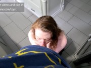 Preview 5 of REDHEAD GIVES BLOWJOB IN THE KITCHEN AND GETS HUGE FACIAL - REAL AMATEUR COUPLE