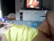 Preview 6 of dick in pussy watching the black woman in porn, I ejaculate and he can't take it and ejaculates too