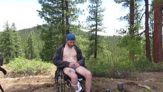 Guy in wheelchair solo camping and horny