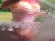 Preview 6 of Gigantic fake tits crossdresser car wash
