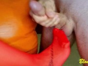 Preview 6 of Red sock big cock cum on feet