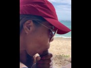 Preview 5 of Asian college slut pleasing her tinder date on a public beach