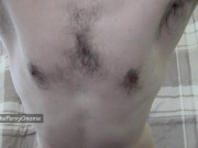 Preview 5 of Hot sweaty hairy and horny part1 - showing the body, icing down the balls and jerking off