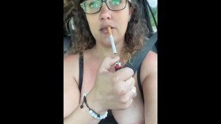 SMOKING a cigarette in between my toes with my feet topless | foot fetish | smoking MILF
