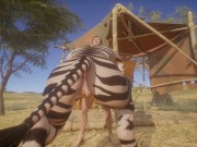 Preview 2 of Safari Park with Horny Zebra Furry Girl